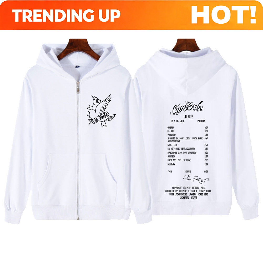 Mens Fashion Zip Up Hoodies - Rapper Lil Peep Cry Baby Album