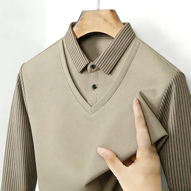 Men's Fake Two Piece Shirt Col - Mens Fashion Clothes 评论和价格