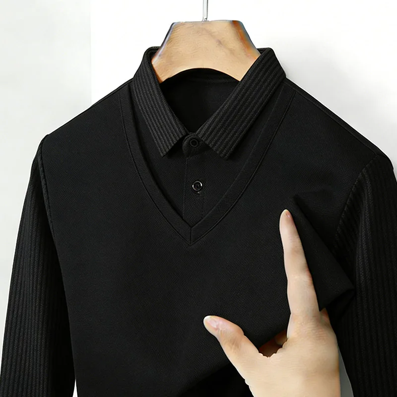 Men's Fake Two Piece Shirt Col - Mens Fashion Clothes 评论和价格