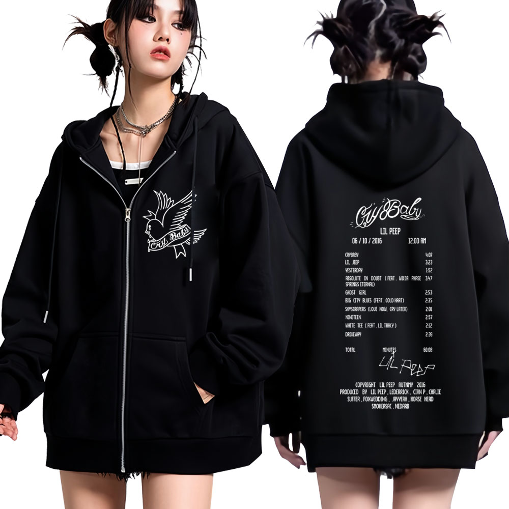 Rapper Lil Peep Cry Baby Album - Mens Fashion Zip Up Hoodies 评论和价格