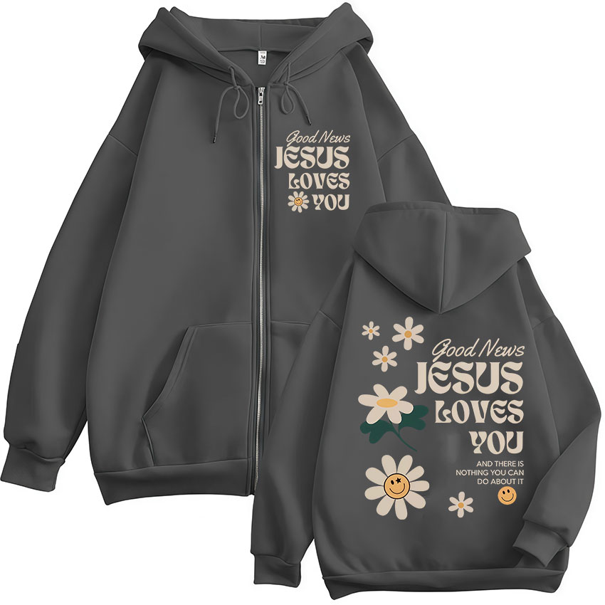 Good News Jesus Loves You Chri - Mens Fashion Zip Up Hoodies 评论和价格