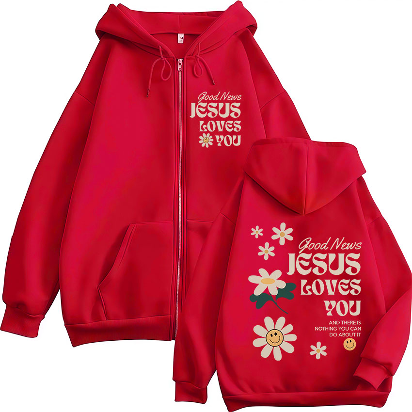 Good News Jesus Loves You Chri - Mens Fashion Zip Up Hoodies 评论和价格