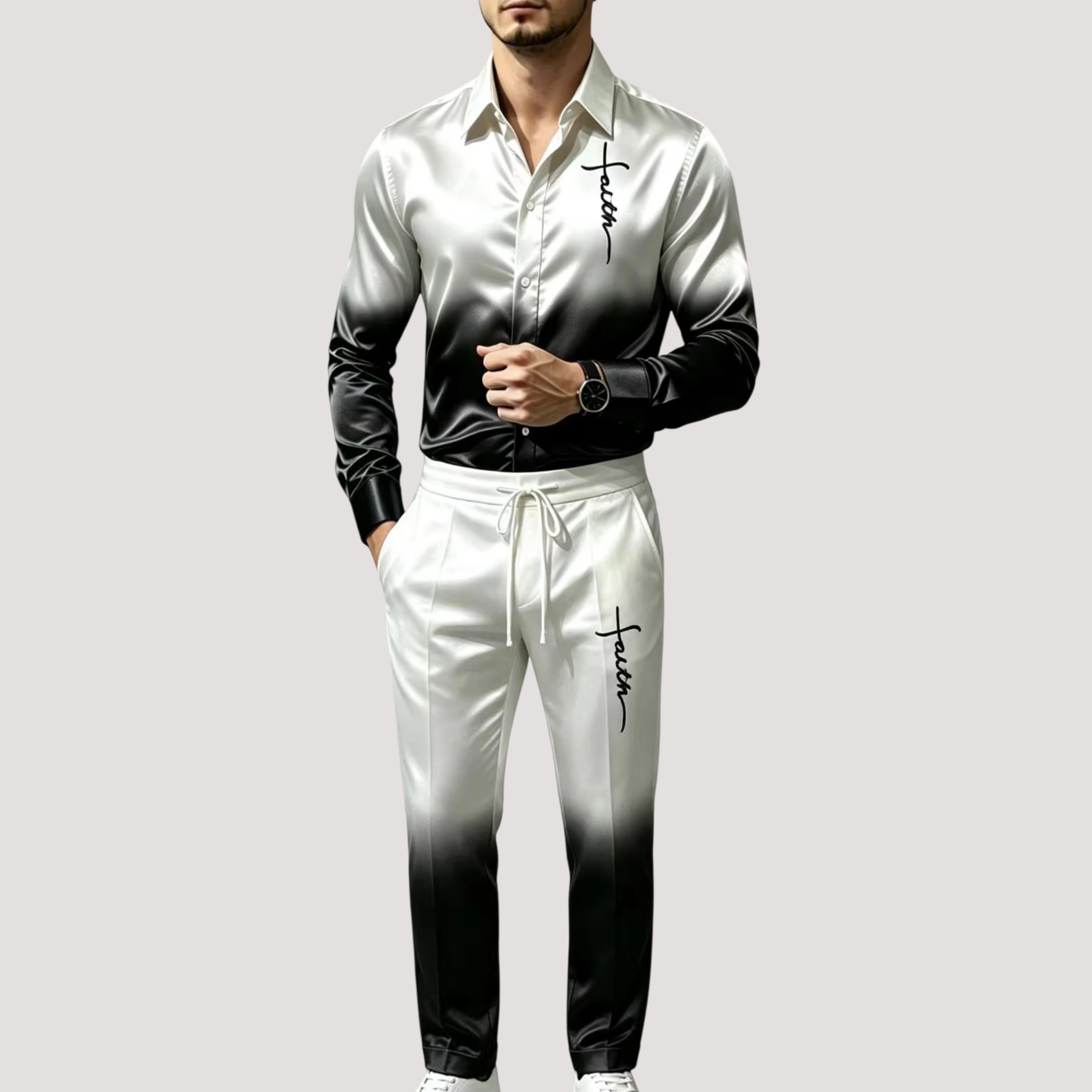 Men's Satin Silk Sports Suit T - Mens Fashion Clothes 评论和价格
