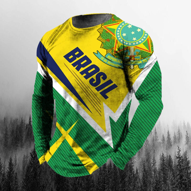 Vintage Brazilian Flag 3D Prin - Men'S Fashion T Shirts 评论和价格