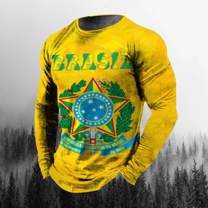 Vintage Brazilian Flag 3D Prin - Men'S Fashion T Shirts 评论和价格