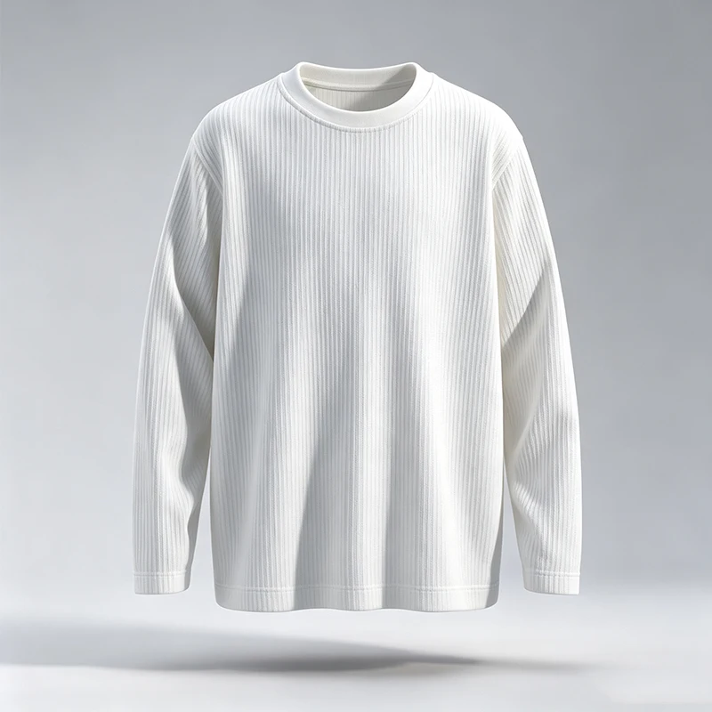 Men Vertical Ribbed Crew Neck  - Men'S Fashion T Shirts 评论和价格